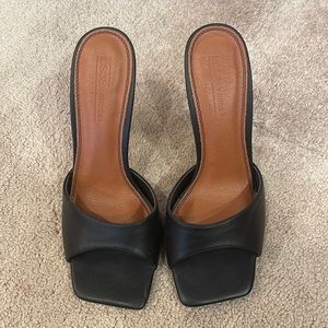 ASOS black open toe square mules size 8